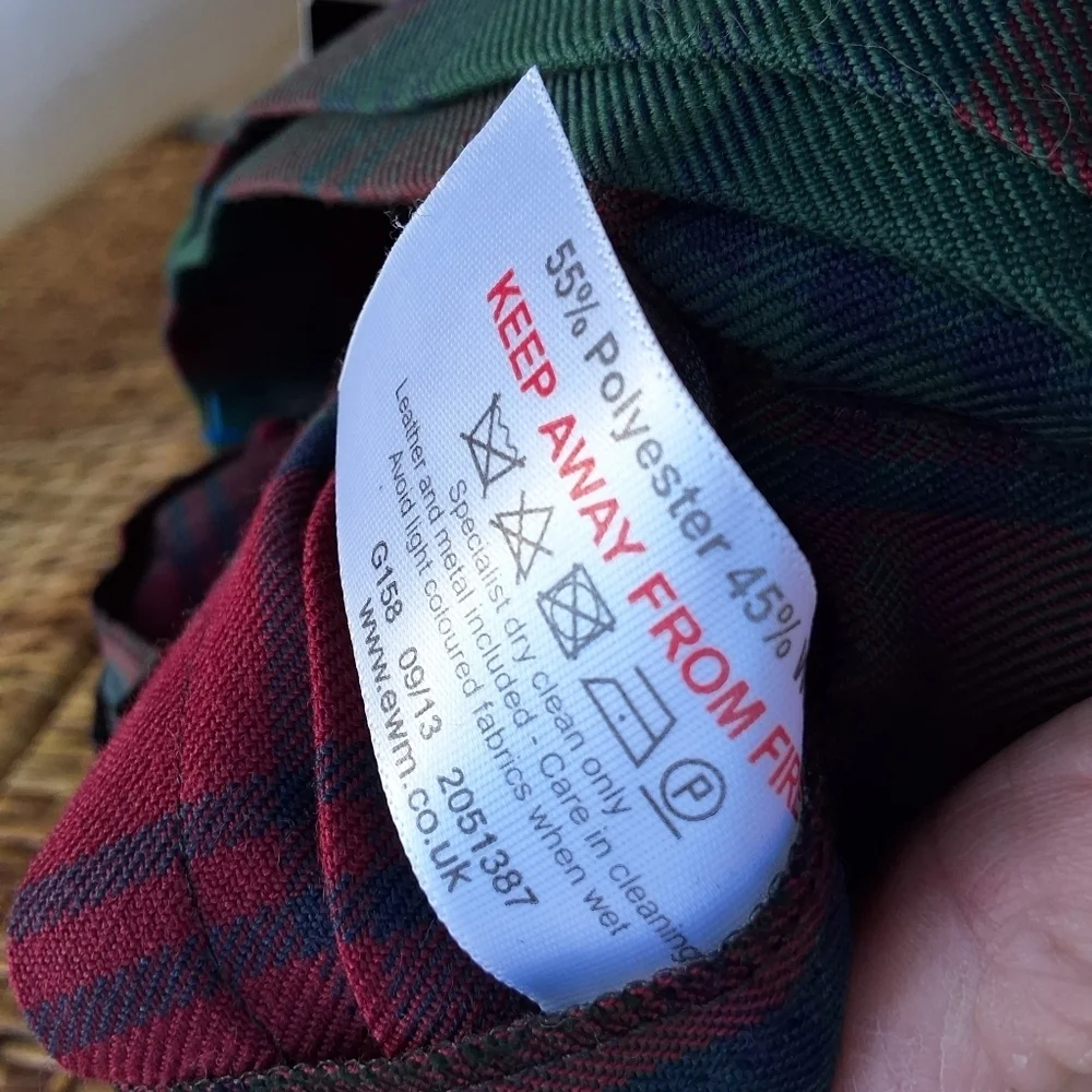 James Pringle Weavers True Tartan Wool Blend Skirt/ Kilt 10 NWT